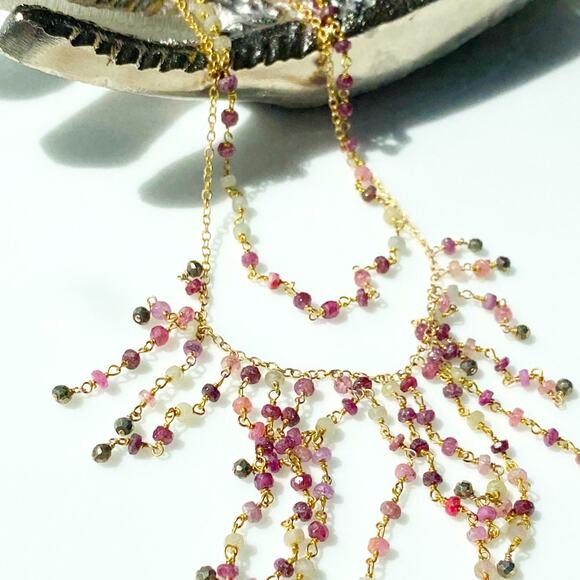 NEW Anthropologie x Ela Rae Freda 2 Layer Ruby Necklace - Picture 7 of 16